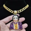 Pendant Necklaces Men Women Hip Hop Iced Out Bling Clown Necklace With 11mm Miami Cuban Chain HipHop Fashion Charm JewelryPendant Godl22