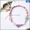 Earrings & Necklace Jewelry Sets Kids Children Girls Bracelet Set Cartoon Animal Flower Wood Beads Birthday Party Gift Drop Delivery 2021 X1 W220423