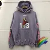 Patchwork Tie Dye Vintage RRR123 Hoodie Men Women Quality Foam Printing Nice Washed Heavy Fabric Distressed Hoodie Pullover 220815