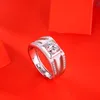 100% 925 jóias masculinas de prata esterlina 1CT/2CT Gemstone Ring Anniversary Wedding VVS1 Natural AAA Moissanite Ring