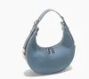 Half Moon Jean Shoulder Chain Bag Women Light Blue Denim Crossbody Handbag Female Stylish Imitation Hand Purse Ladies Daily Tote