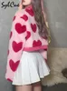 Sylcue Pink Girl Youth Cute Allmatch Love Contrastウールのゆるい快適でしなやかな女性ショートトップコートボタン220722