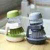 Hushållens handhållna trycker tvålrengöring borstar skålskålpanna tvättborste med avtagbart borsthuvud kök drit rena verktyg