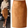Skirts Sexy Multi Color Suede Midi Pencil Skirt Women 2022 Fashion Elastic High Waist Office Lady Bodycon SaiasSkirts