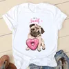 T-shirt da donna Anni '90 Tee Love Pug Dog Abbigliamento moda donna Manica corta Vestiti cartoon Primavera Estate Grafica femminile