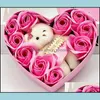 Party Favor Event Supplies Festive Home Garden Rose Bear Present Boxes Love Heart Valentines Day Organizer Soap Flower Falls föreslå äktenskap