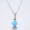 Utsökt Sterling Silver 925 Round Opal Pendant Necklace For Women Cut Chain Halsband Fashion Jewellery6607732