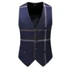 Kurtla Kamizelki Wysokiej jakości mężczyźni garnitury mody siatki mody menu Slim Fit Business Groom Wedding Plaid Blazers Płaszcz 3 sztuki Zestawy 220815