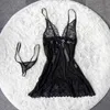 Kvinnors sexig spets pyjamas sensuell underkläderkvinna underkläder set exotiska klänningar tunna bälte thong transparent mesh babydolls kemises 220516