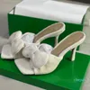 Fashion-Dress Shoes Evening Satin Bow Suede Solid Heeled Sandals Summer White Green Light Purple Fine High Heeled sexy woman Shoe