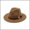 Other Home Garden Ll Fedora Hat Fashion Men Women Jazz Hats Autumn Winter Wide Brim Cap Gentleman Elegant Bowler Dheuh