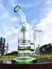 11" Grönt glas Vattenpipa Bong Vattenpipa Pipor Bongs Tobak Rökning Bubbler Smoke Pipes Bongs Flaskor Dab Rig 18mm skål USA lager