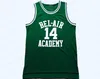 The Prince of Bel-Air Academy # 14 Will Smith Jersey All Stitched Mens Black Green Yellow Bel-Air Basketball Jersey barato de alta calidad