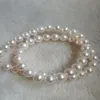 18 "splendido AAA 9-10mm Real Natural South White Pearl Necklace 14k Gold
