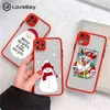 Lov Cartone Cartone Santa Snowman Christmas Matte Telefono Custodia per iPhone 11 12 13 Pro Max xr xs Max Mini 7 8 Plus SE 2020 T220805