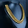 Chaînes OMKAIMING Titane Acier Miami Cubain Collier Conception Femmes Hommes Or/Argent Classique Lien Ras Du Cou Chaîne Hip Hop Bijoux