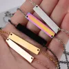 Blank Bar Pendant Necklace Stainless Steel Gold Rose Gold Silver Charm Pendants Jewelry For Buyer Own Engraving