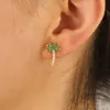 Hoop & Huggie Green Cubic Zircon Coconut Tree Stud Earring For Women Bohemian Style Piercing Ear Rings Hip Hop Earrings Jewelry AccessoriesH