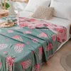 Blankets Summer 4 Layers Breathable Bamboo Fiber Cotton Blanket Gauze Towel Quilt Dual-sided Pattern Bed Sheet Cover Soft QuiltBlankets