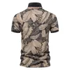 男性のためのAiopesonハワイスタイルのポロシャツ男性100％コットン半袖品質の葉のプリントメンズポロスTシャツ夏の男性服220408