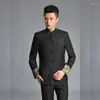 Etnik Giyim Çin tarzı düğün damat tang takım elbise erkek standı yaka tunik ince bahar sonbahar geleneksel zhong shan Suithetnic