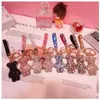 Party Favor Key Ring PVC Keychain DIY Craft Cartoon Bear Handmade Rhinestone Crystal Key Chains Charm Pendant Keychains BES121