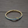 Bracelets de charme 4 mm Hip Hop Blue Zircon Set Bling Iced Out 1 rangée CZ Stone Tennis Link Chain pour hommes Femmes Unisexe Jewelry Kijoux GI2049686