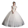 Autres robes de mariée élégante robe de cou de bateau luxe brillant perles robe de bal grande taille à lacets robes de mariée De Novia 2022