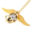 Orologi da taschino Orologio da donna Ciondolo a forma di sfera dorata con ali ad angolo Elegante quadrante piccolo Tasca