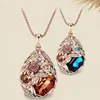 Pendant Necklaces Luxury Gold Teardrop Crystal Necklace Jewelry Colorful Long Rhinestone Golden Ears Of WheatPendant