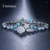 Catena a maglie Bettyue Charme Crystal Shiny Light Blue Stone Ocean Feeling Bracciale regolabile a forma di stella e rotondo Regali affascinanti Ke