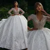 Exquisite V Neck Women Wedding Dress Custom Made Beads Lace Ball Gown Shiny Applique Bridal Dresses