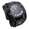 Stylish Mens Quartz Watches Stylis Wristwatch Cowhide Watchband Punk Style Watch for Men Wide Genuine Leather Bracelets Watch