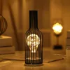 Tischlampen Kreative Rotweinflasche LED-Nachtlicht Schmiedeeisen Klassisch Elegant 20L Kupferdraht Schreibtischlampe Warmweiß IP43 Dekor