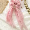 Ins Sweet Hair Bands Floral Print Треугольник Streamer Scrunchies Кнопка Шифон Большой кишечник для девочек