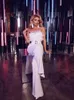 Casual Jurken Hirigin Vrouwen Elegante Lange Jumpsuit Strapless Slash Neck Feather Tube Top Sexy Fashion Party Night Avond 2022 SummerCasual