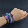 Pulsera de cuentas de piedra de amatista en bruto de piedra Natural Irregular pulseras de cristal de energía budista para Mujeres Hombres regalo joyería de moda