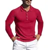 2022 nouveau Couleur Unie Polos de Golf T-shirt Pour Hommes Automne Coupe Slim Bouton Revers Manches Longues Ajustement Décontracté Polos T-shirts polo8-2