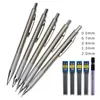 05 07 09 13 20mm Mekanisk penna Set Full Metal Art Ritning Målning Automatisk penna med Leads Office School Supplies 220714
