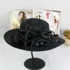 Cappelli a tesa larga Elegante sole estivo per le donne con cappello fedora a fiore grande Cappello da festa nuziale per donna alla modaWideWideWide Wend22