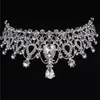 Lyxig brudkrona men högkvalitativa glittrande pärlstavskristaller Royal Wedding Crowns Crystal Veil Headband Hair Tillbehör Party CPA790 W220323