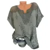 Summer Short Sleeve Womens Tshirt and Tops Loose White Lace Patchwork Shirt S6XL Women Topps Casual Clothes 220526