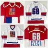 Nikivip Custom Retro Jaromir Jagr # 68 Maillot de hockey de la République tchèque cousu blanc rouge taille S-4XL n'importe quel nom et numéro maillots de qualité supérieure