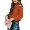 Dames truien plus size sexy slanke vrouwen off-shoulder gebreide strepen hoge nek halter vaste kleur gebreide trui trui voor dames