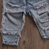 03Y Summer Fashion Vestiti per bambini Neonate Dot Top senza maniche Jeans con foro Abiti Casual 3 pezzi Set di vestiti 220602