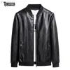 Spring Demanke Leather Jacket Men Baseball Collar Motorcycle Faux Cow Streetwear Elegant Clothing L220801