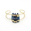 Bangle Healing Stones Kyanite Adjustable Bracelet Irregular Shape Gold Plated Free Form BanglesBangleBangle Inte22