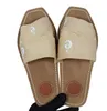 652 Neueste Marken-Frauen Woody flache Gurtband-Slipper Designer Lady Womens Schriftzug Stoff Outdoor-Ledersohle Slide Slides Hausschuhe Größe 35-42