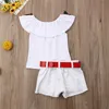 Kids Girls Rose Flower Off Shoulder TopsDenim Shorts Baby Girl Summer Outfits Toddler 2PCS Clothes 220615