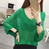 Kadın Sweaters Seksi Kadın Knited Ezti Kazak Mesh Üstü Üst Kadın Bahar Yaz Moda Yarasa Kollu V-Neck Gevşek Bayanlar İnce Giysiler Gelgit G